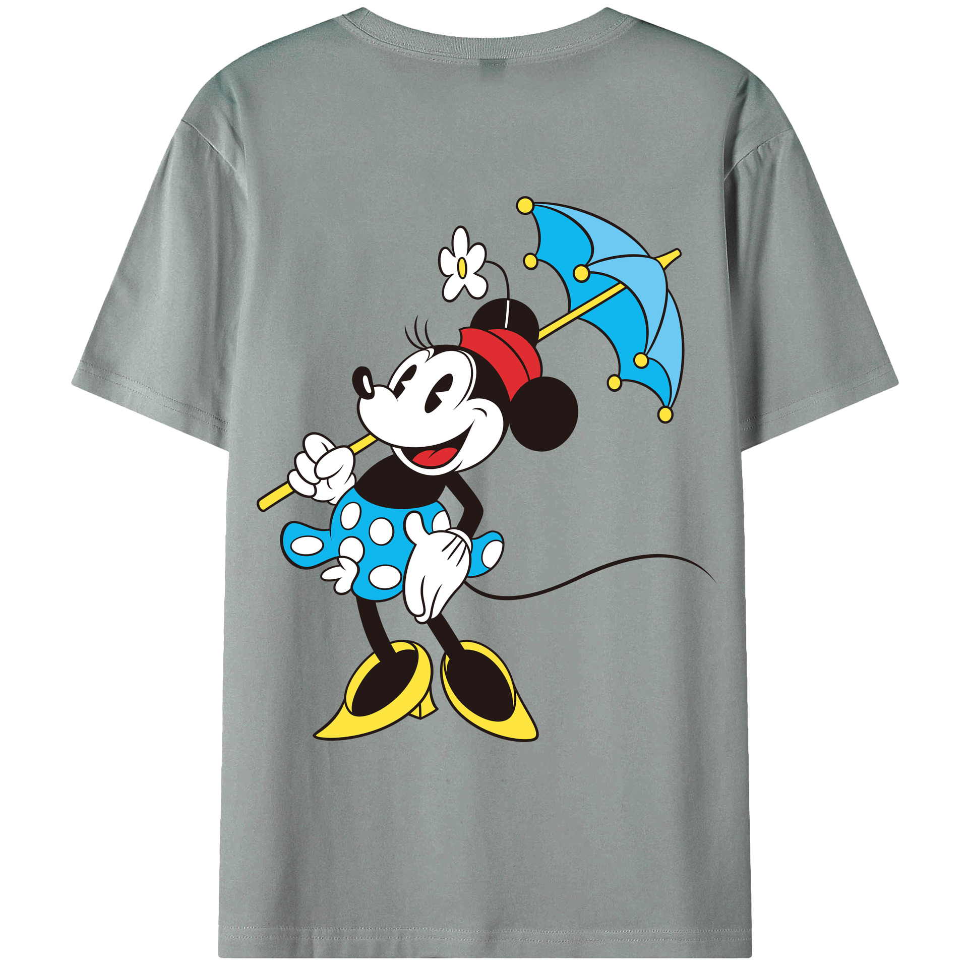 ミッキーマウス Mickey Mouse 綿100％ メンズ半袖Tシャツ（バックプリント） 通気性